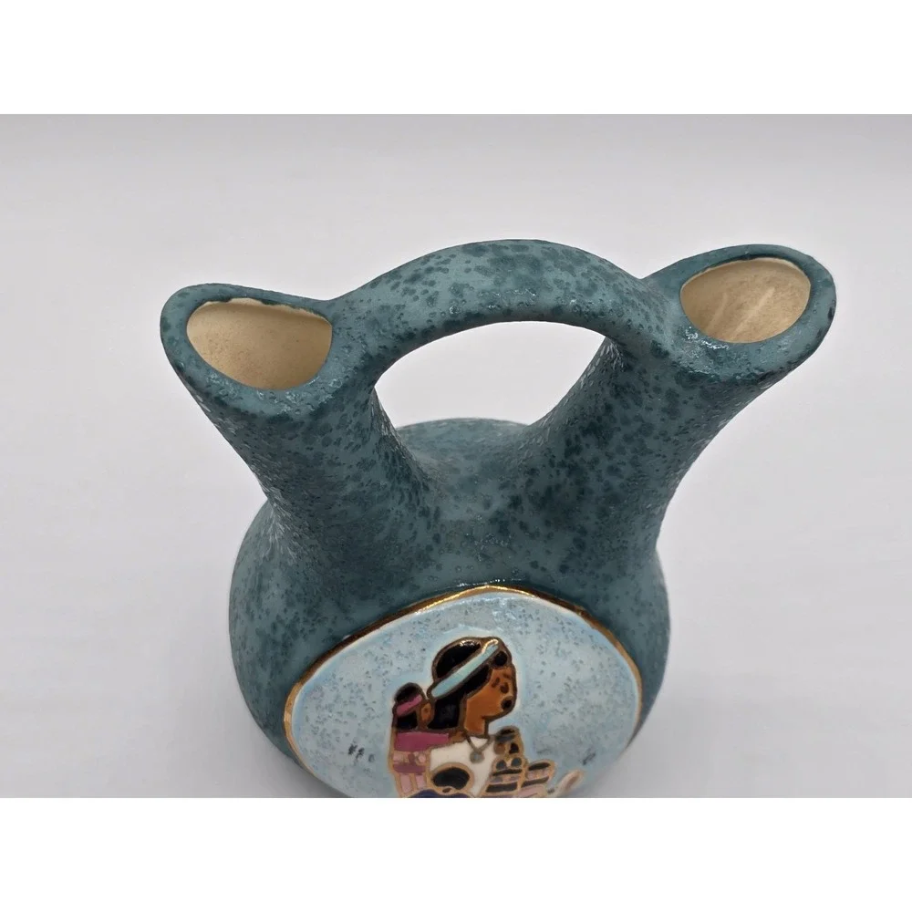 Vintage Signed Navajo Wedding Vase Pottery Native American‎ Southwest Decor 5
